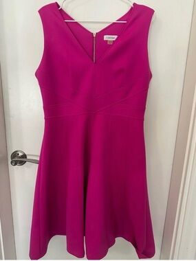 Calvin Klein Pink Fuchsia Fit & Flare Scuba Dress | Size 12
